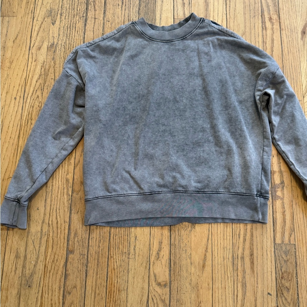 All Saints Unai washed grey cold shoulder sweatshirt S